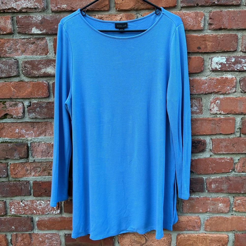 J. Jill Wearever Collection Women's Blue Long Sleeve Ribbed Tunic Top Large